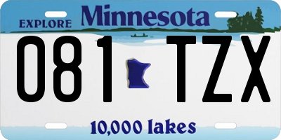 MN license plate 081TZX