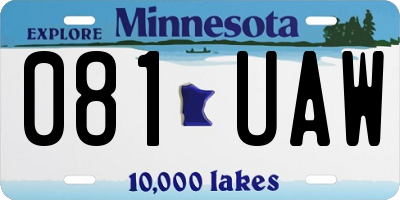 MN license plate 081UAW