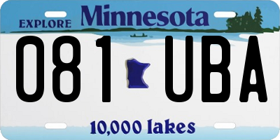 MN license plate 081UBA