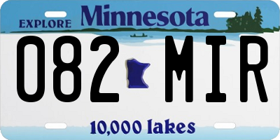 MN license plate 082MIR