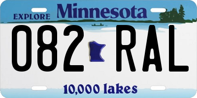 MN license plate 082RAL
