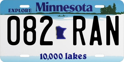 MN license plate 082RAN