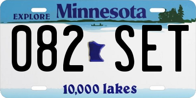 MN license plate 082SET