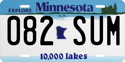 MN license plate 082SUM