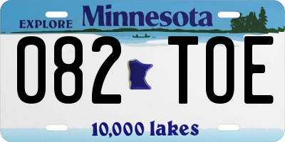 MN license plate 082TOE