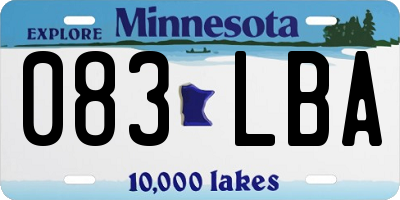 MN license plate 083LBA