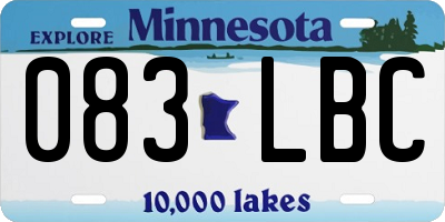 MN license plate 083LBC