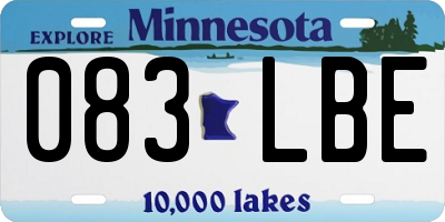 MN license plate 083LBE