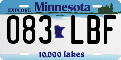 MN license plate 083LBF