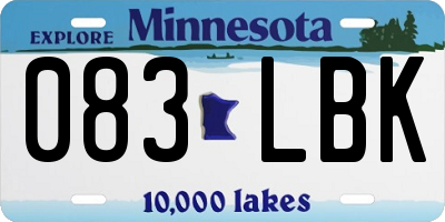 MN license plate 083LBK