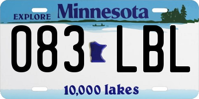 MN license plate 083LBL