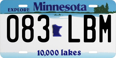 MN license plate 083LBM