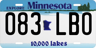 MN license plate 083LBO