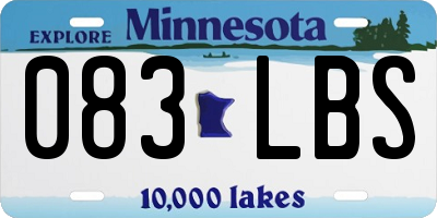 MN license plate 083LBS