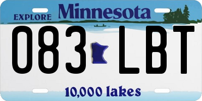MN license plate 083LBT