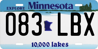 MN license plate 083LBX