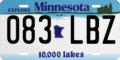 MN license plate 083LBZ