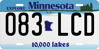 MN license plate 083LCD