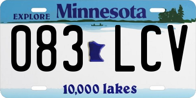 MN license plate 083LCV