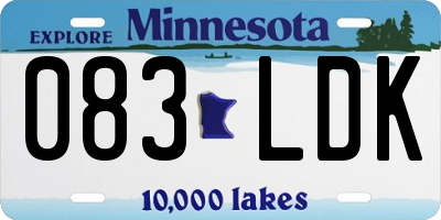 MN license plate 083LDK