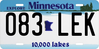 MN license plate 083LEK