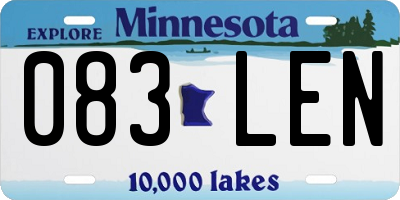 MN license plate 083LEN