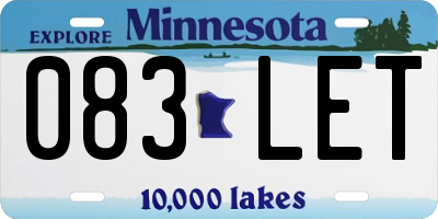 MN license plate 083LET