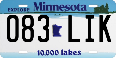 MN license plate 083LIK