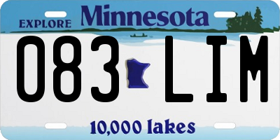 MN license plate 083LIM