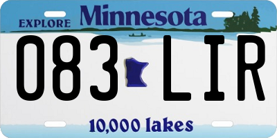 MN license plate 083LIR