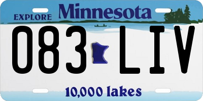 MN license plate 083LIV