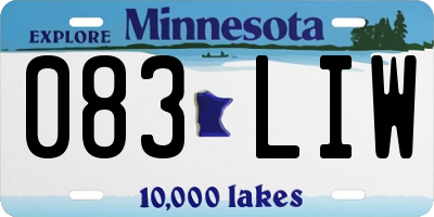 MN license plate 083LIW