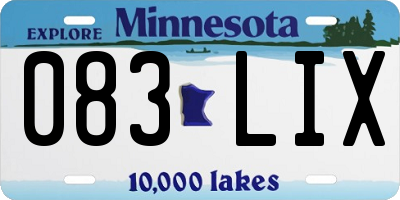 MN license plate 083LIX