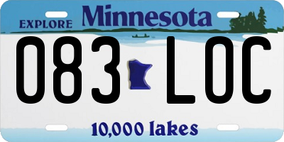 MN license plate 083LOC