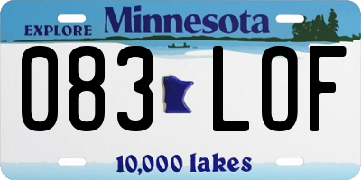 MN license plate 083LOF