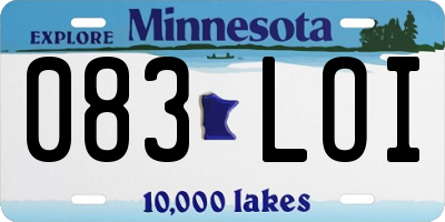 MN license plate 083LOI