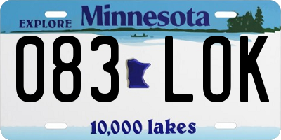 MN license plate 083LOK