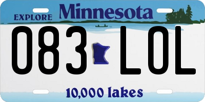 MN license plate 083LOL