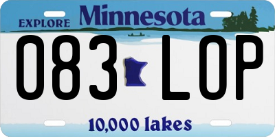 MN license plate 083LOP