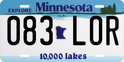 MN license plate 083LOR