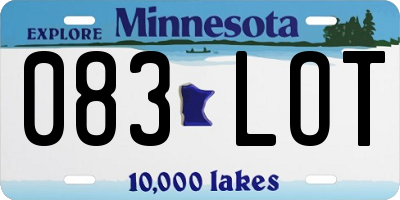 MN license plate 083LOT