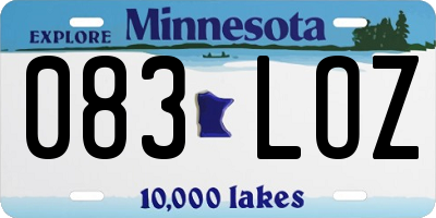 MN license plate 083LOZ