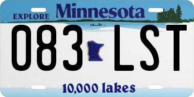 MN license plate 083LST