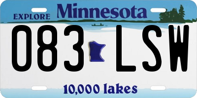 MN license plate 083LSW