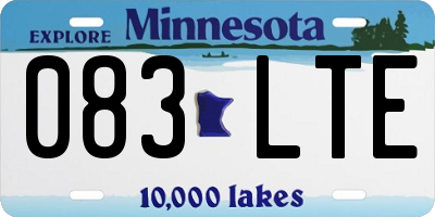 MN license plate 083LTE