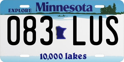 MN license plate 083LUS