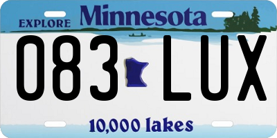 MN license plate 083LUX