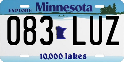 MN license plate 083LUZ