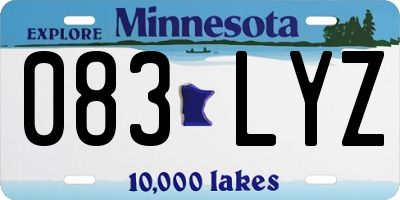 MN license plate 083LYZ