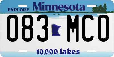 MN license plate 083MCO
